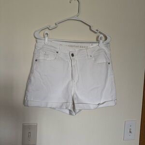 American Eagle Outfitters White High-Rise Denim Shorts Crossover Mom Short